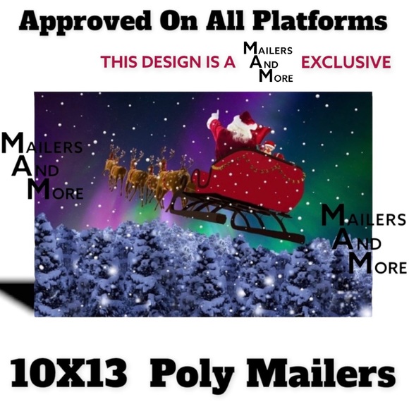 25 10X13 Poly Mailers Santa Aurora Borealis Christmas Envelopes PRICE IS FIRM - Picture 6 of 7